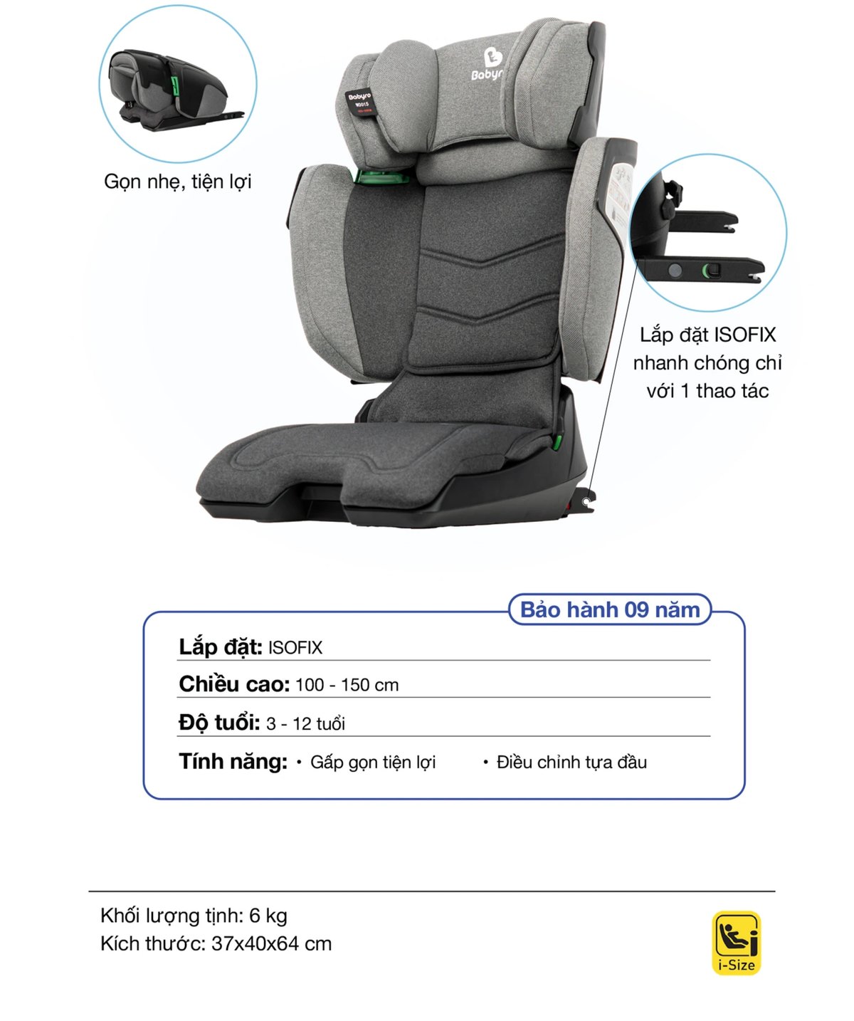 Thông số kỹ thuật Babyro i-Trek